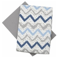 Многоразовые пеленки UNDER the BLANKET фланель 115х115 см голубой/зигзаг 2 шт.