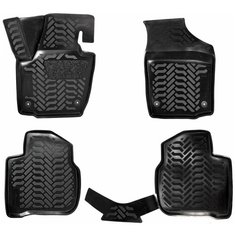 Ковры (3D с подпят.) для VW Polo/ Rapid (20-), 4 шт.,(крепеж),выс. борт, полимер., черн. Airline