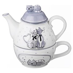 Чайный сервиз Agness Ля мур 490-290, 1 персона, 2 предм., белый/серый