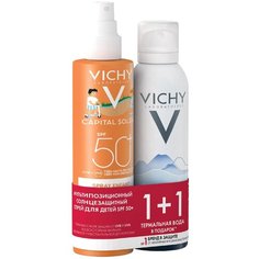 Набор VICHY Детский спрей анти-песок SPF 50+ для лица и тела 200 мл + Термальная Вода Vichy Спа 150 мл