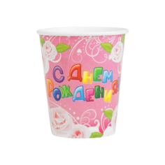Набор бумажных стаканов С Днем Рождения" нежность 250мл, 6 шт Сима ленд