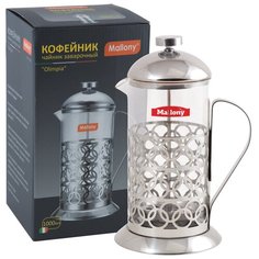ЧАЙНИК-КОФЕЙНИК С ПРЕССОМ "OLIMPIA" СТЕКЛО 1000 МЛ (1/12) "MALLONY" T046-1000ML