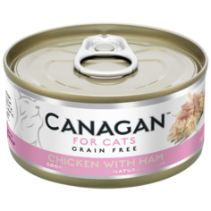 Влажный корм для кошек Canagan беззерновой, с цыпленком, с ветчиной 75 г (кусочки в соусе)