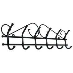 ВЕШАЛКА НАСТЕННАЯ "АЖУР 6" (6 КРЮЧКОВ) 710*80*210 ММ ЧЕРНЫЙ (1/5) ВНА 201Ч ЗМИ