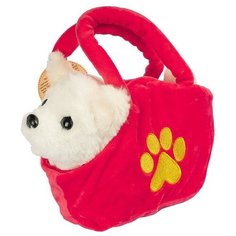 Мягкая игрушка Bondibon Собака в сумочке, белая, 14 см, лает