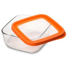 Контейнер стеклянный Bormioli Rocco FRIGOVERRE FUN, квадратный 19х19 см, объем 1,6 л, оранжевый
