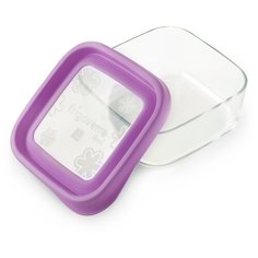 Контейнер стеклянный Bormioli Rocco FRIGOVERRE FUN, квадратный 15х15 см, объем 0,75 л, фиолетовый