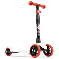 Самокат детский трехколесный с мигалкой !Дерзкий СПЕЦНАЗ (Скорая помощь) ПИСТОЛЕТ в подарок бесшумное шасси Super-CHASSIS 3-колесный 3 года гарантии, белый-красный