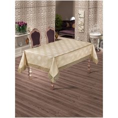 Скатерть DO&CO c гипюром 160x220 AHENK молочный