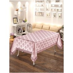 Скатерть DO&CO c гипюром 160x220 DAMAKS пудра