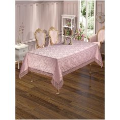 Скатерть DO&CO c гипюром 160x220 SULTAN пудра