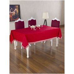 Скатерть DO&CO c гипюром 160x220 КДК бордовый