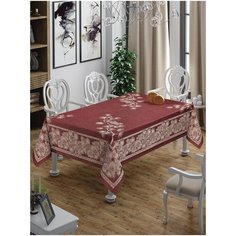 Скатерть DO&CO броде жаккард 160х220 FLORIT бордовый