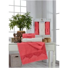 Комп. Пол. TWO DOLPHINS махр.в короб. (50x90/2)(70х140/1) 3 шт.HUBER розовый