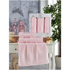 Комп. Пол. TWO DOLPHINS махр. в короб. (50x90/2)(70х140/1) 3 шт. JENNY светло-розовый