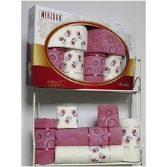 Комп. Пол. MERZUKA махр. в короб. (30*50/2)(50*80/2)(70*130/2) 6 шт. PRESTIJ брусничный