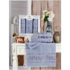 Комп. Пол. TWO DOLPHINS махр.в короб. (50x90/2)(70х140/1) 3 шт.MILAS голубой