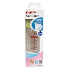 Бутылочка для кормления Pigeon стекло, Softouch Peristaltic Plus, 240 мл, с соской из силикона (26646)