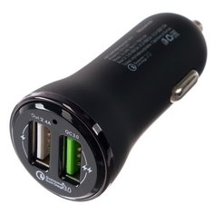 Автомобильное зарядное устройство Maverick, 2 USB, 2.4A, быстрый заряд QC 3.0, черное 5052051