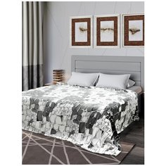 Плед Texrepublic Absolute flannel Камешки Фланель 2 сп. Серый/белый