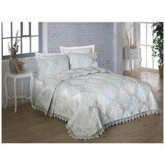 Гоб. покрывало DO&CO с гипюром 240х260 (навол. 50x70 2 шт.) ALYA серый