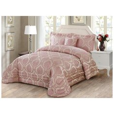 Покрывало "DO&CO" Жаккард Стеганое 240x260 (50х70 2 шт.) 45x45 1шт ATHENA пудра