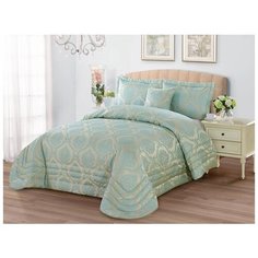 Покрывало "DO&CO" Жаккард Стеганое 240x260 (50х70 2 шт.) 45x45 1шт ATHENA бирюзовый