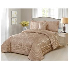 Покрывало "DO&CO" Жаккард Стеганое 240x260 (50х70 2 шт.) 45x45 1шт ATHENA молочный