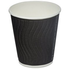Стакан одноразовый бум двухслойный d-80мм 200мл черный(волна) 37шт/упNDW9 Huhtamaki