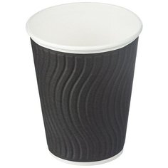 Стакан одноразовый бум двухслойный d-90мм 300мл черный(волна) 40шт/упNDW12 Huhtamaki
