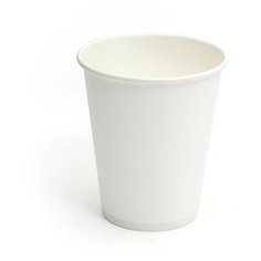 Стакан одноразовый бум 1-сл. d-80мм 200/250мл белый КОМУС 8OZ 50шт/уп