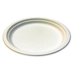 Тарелка одноразовая кругл, d 225мм, h 18мм, бел., сахарный тростник, 6шт/уп Green Mystery