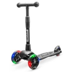 Самокат детский трёхколесный !Дерзкий Стайл (светящиеся колеса, усиленная рама, 3 года гарантии), черный