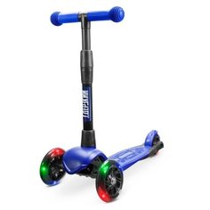 Самокат детский трёхколесный !Дерзкий Стайл (светящиеся колеса, усиленная рама, 3 года гарантии), синий