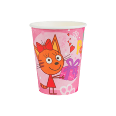 Стакан бумажный "Три Кота" розовый 180мл, 6 шт Сима ленд
