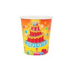 Стакан бумажный "Поздравляем" тортик 250 мл, 6 шт Сима ленд