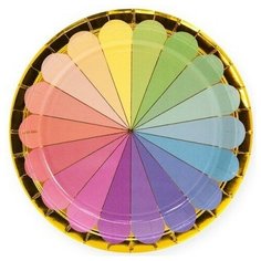 Тарелки бумажные (7/18 см) "Радужный спектр золото", 6 шт Дон Баллон