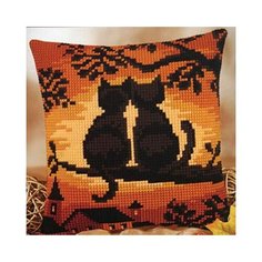 Набор для вышивания Vervaco "Подушка. Коты на дереве", арт. 1200, 40х40 см