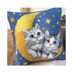 Набор для вышивания Vervaco "Подушка. Котята на луне", арт. 1200, 40х40 см