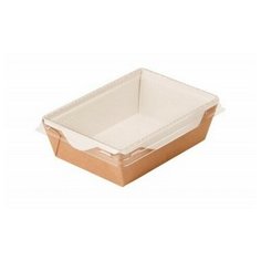 Коробка картонная с пластиковой крышкой 160*120*45 ECO OpSalad 500, 50 шт