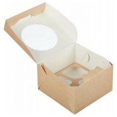Коробка картонная для маффинов 4 шт ECO MUF 4, 25 шт
