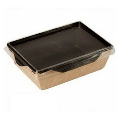 Коробка картонная с пластиковой крышкой 106*186*55 ECO OpSalad 800 Black Edition, 50 шт