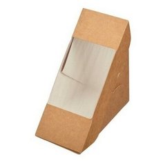 Контейнер картонная с окном для бутерброда 130*70*130мм ECO SANDWICH 70, 50 шт