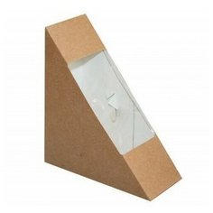 Контейнер картонный с окном для бутерброда 130*40*130мм ECO SANDWICH 40, 50 шт