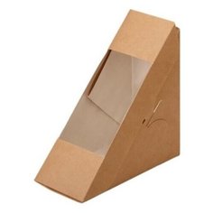 Коробка картонная с окном для бутерброда 130*60*130мм ECO SANDWICH 60, 50 шт