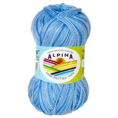 Пряжа Alpina Holly melange, 100% мерсеризованный хлопок, 10*50 г, 200 м+-10 м, №06, голубой, темно-голубой