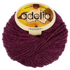 Пряжа Adelia Sandra, 50% шерсть, 50% акрил, 10*50 г, 90 м+-4 м, №09, темно-пурпурный