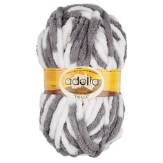 Пряжа Adelia Dolly, 100% полиэстер, 5*100 г, 40 м+-3 м, №15, бело-серый