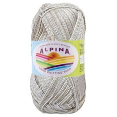 Пряжа Alpina Holly melange, 100% мерсеризованный хлопок, 10*50 г, 200 м+-10 м, №11, светлый серо-бежевый, серо-бежевый
