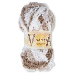 Пряжа Visantia Zikzak, 100% полиэстер, 5*100 г, 100 м+-3 м, №8550, белый-светло-серый-коричневый